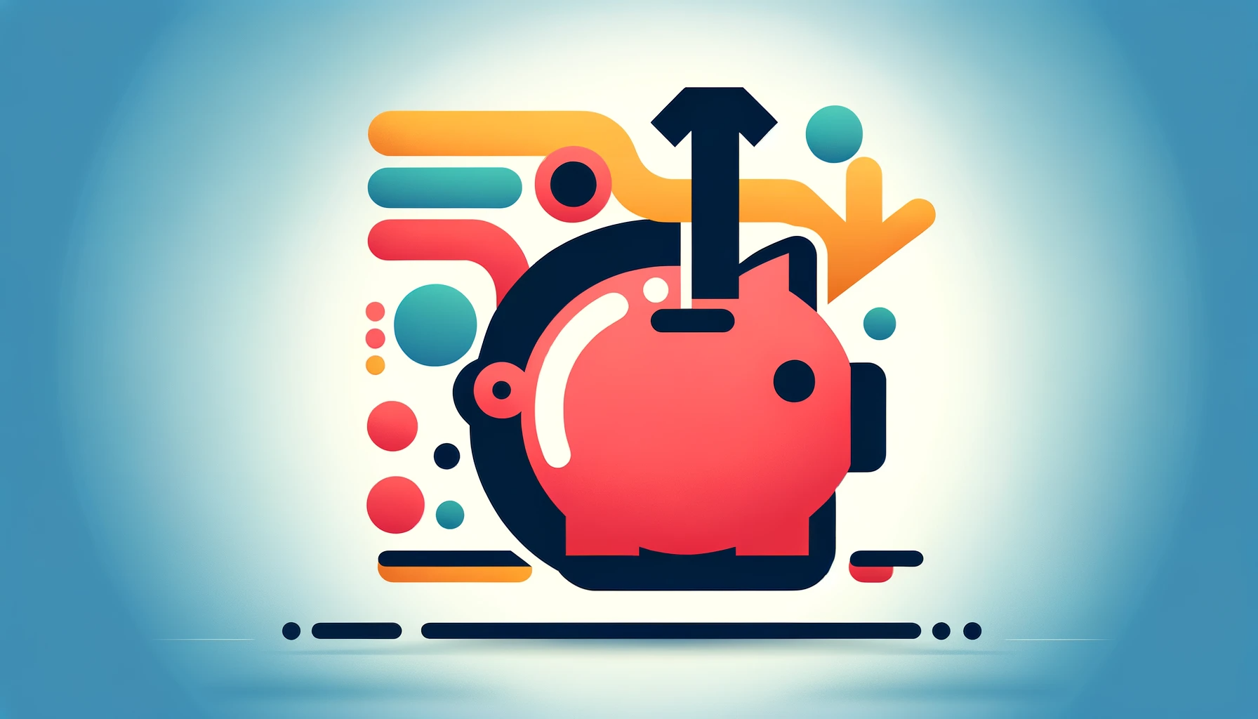 DALL·E 2023-11-25 12.22.14 - A minimalist, colorful abstract representation of Cost Control in PPS Systems in a wide format. The image should feature a simple piggy bank icon wi
