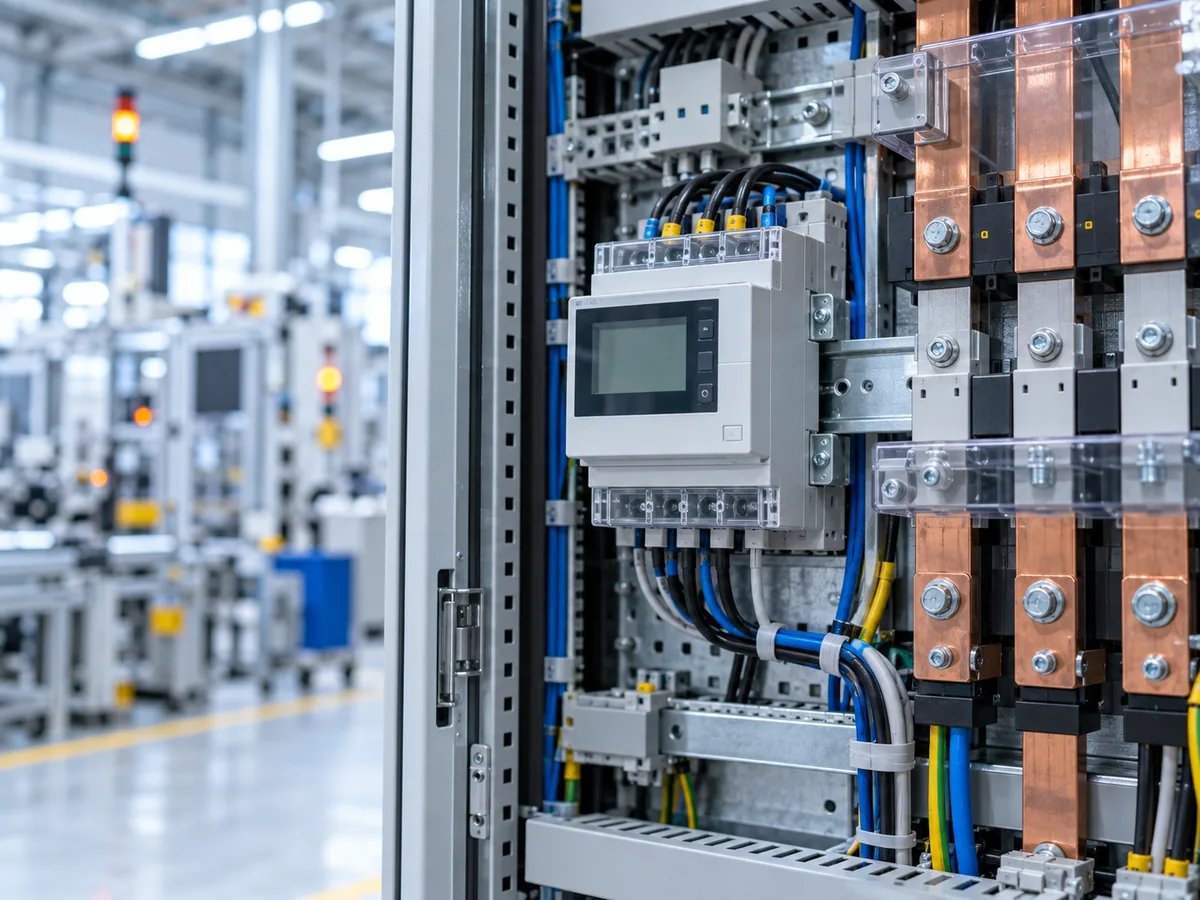Energiezähler und Stromschiene im Schaltschrank