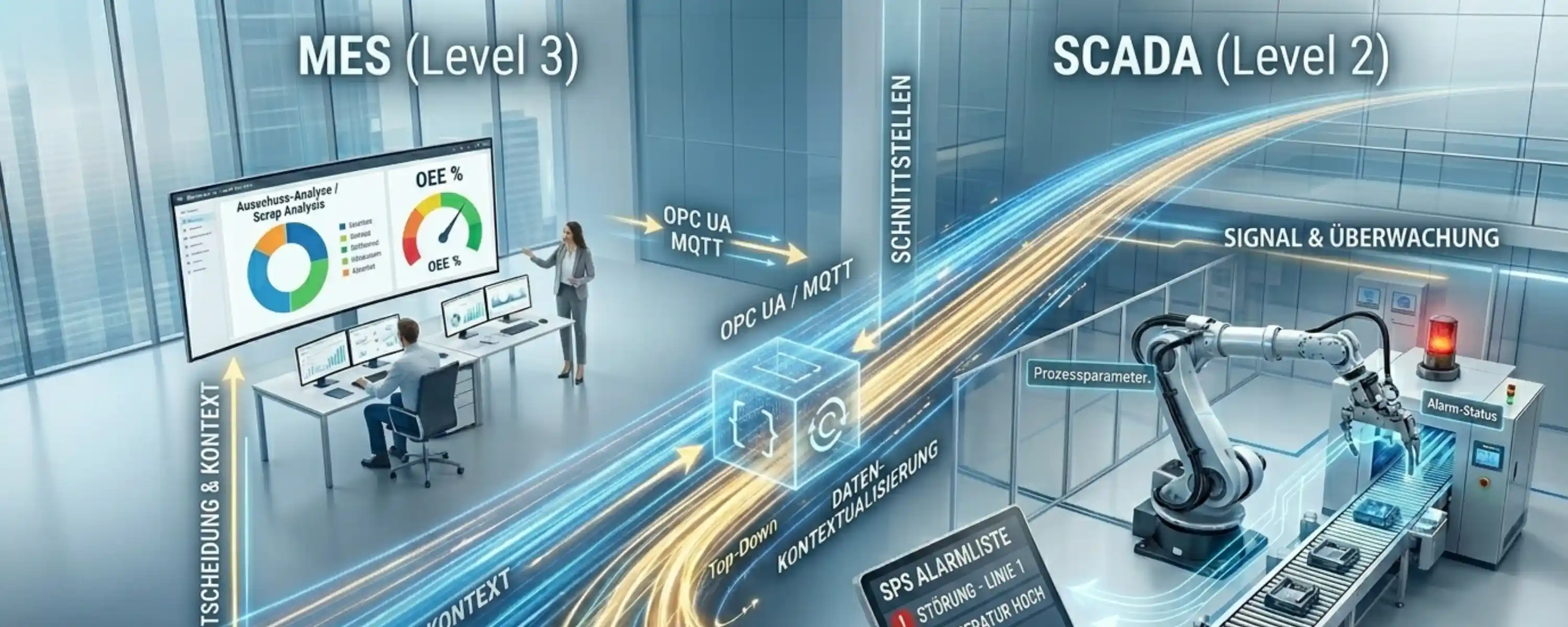 MES vs. SCADA: Unterschiede, Datenfluss & wann Sie beides brauchen