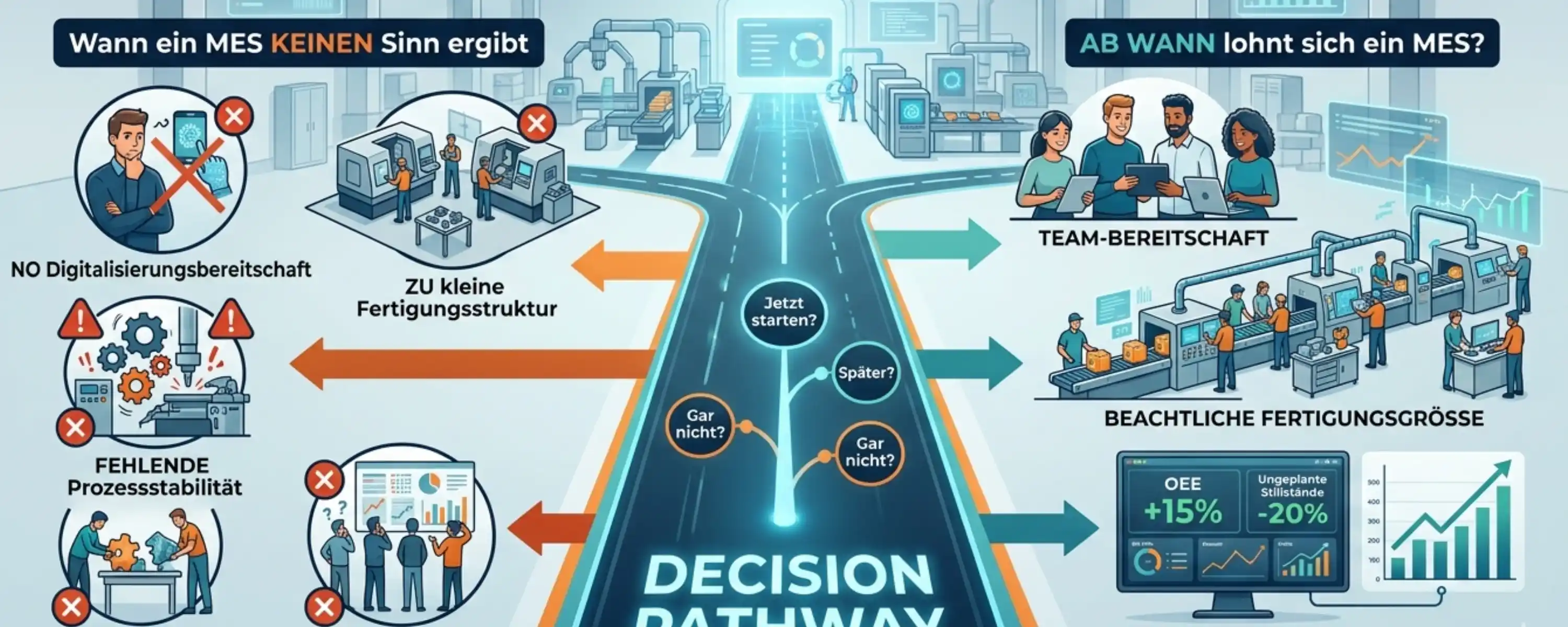 Wann lohnt sich ein MES nicht? 5 Negativkriterien & Entscheidungsbaum